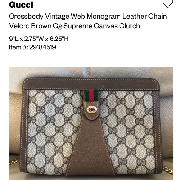 Gucci Web Monogram Canvas Brown Leather Clutch - Picture 3 of 8